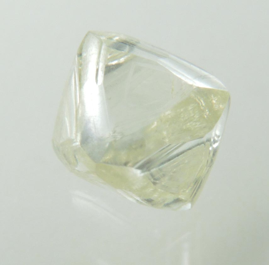 Diamond (1.76 carat cuttable flawless pale-yellow octahedral uncut diamond) from Matto Grosso, Brazil