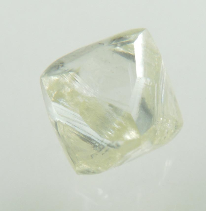 Diamond (1.76 carat cuttable flawless pale-yellow octahedral uncut diamond) from Matto Grosso, Brazil