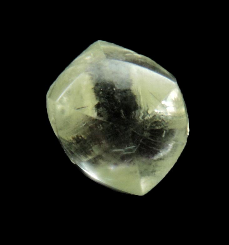 Diamond (0.64 carat cuttable yellow-green tetrahexahedral rough diamond) from Oranjemund District, southern coastal Namib Desert, Namibia