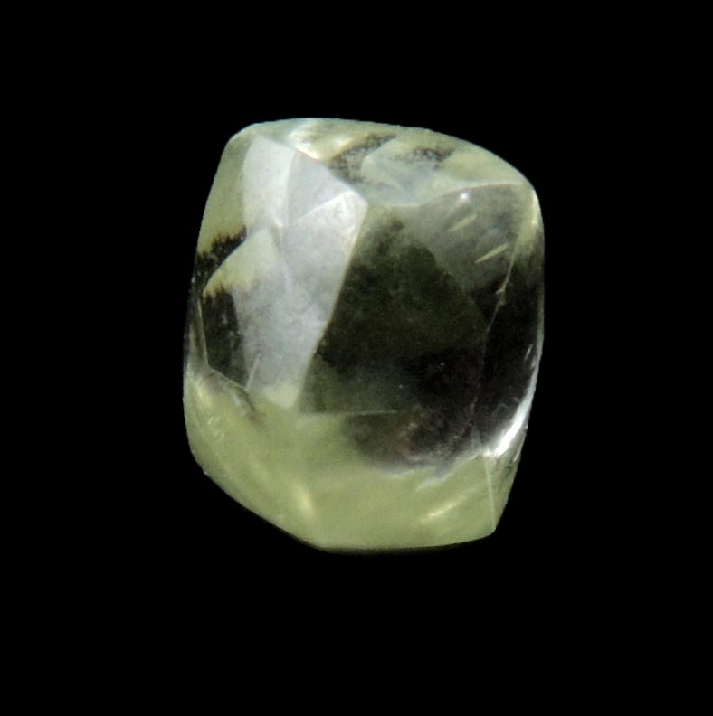 Diamond (0.64 carat cuttable yellow-green tetrahexahedral rough diamond) from Oranjemund District, southern coastal Namib Desert, Namibia