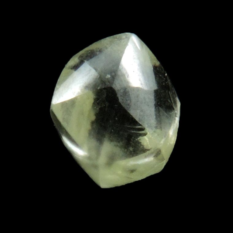 Diamond (0.64 carat cuttable yellow-green tetrahexahedral rough diamond) from Oranjemund District, southern coastal Namib Desert, Namibia