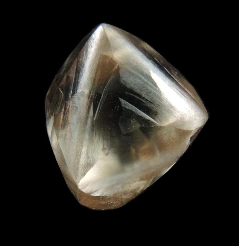 Diamond (1.76 carat brown octahedral uncut diamond) from Vaal River Mining District, Northern Cape Province, South Africa