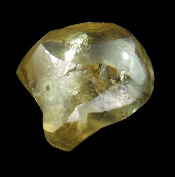 Diamond (1.71 carat fancy yellowish-green irregular rough diamond) from Almazy Anabara Mine, Sakha Republic, Siberia, Russia