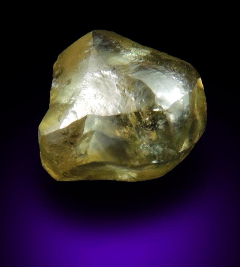 Diamond (1.71 carat fancy yellowish-green irregular rough diamond) from Almazy Anabara Mine, Sakha Republic, Siberia, Russia