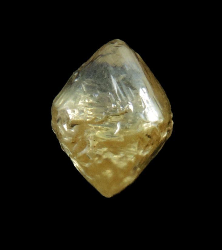 Diamond (0.72 carat cuttable fancy-yellow octahedral uncut diamond) from Northern Cape Province, South Africa