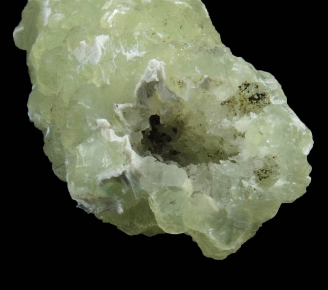 Laumontite on Prehnite pseudomorph after Anhydrite from Upper New Street Quarry, Paterson, Passaic County, New Jersey