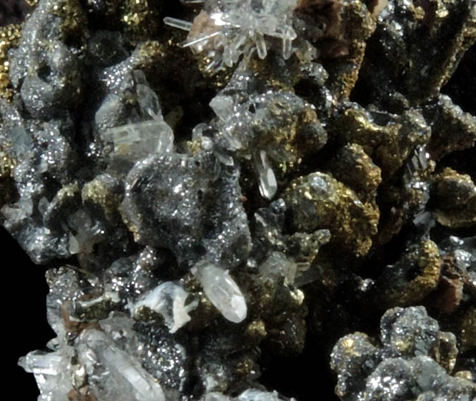 Acanthite, Chalcopyrite, Quartz from Guanajuato Silver Mining District, Guanajuato, Mexico