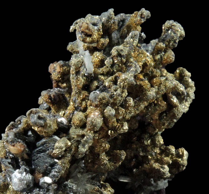 Acanthite, Chalcopyrite, Quartz from Guanajuato Silver Mining District, Guanajuato, Mexico