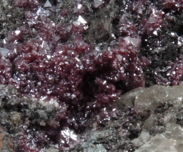Cerussite (sixling-twinned crystals) on Cuprite from Tsumeb Mine, Otavi-Bergland District, Oshikoto, Namibia