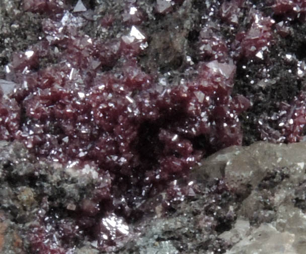Cerussite (sixling-twinned crystals) on Cuprite from Tsumeb Mine, Otavi-Bergland District, Oshikoto, Namibia
