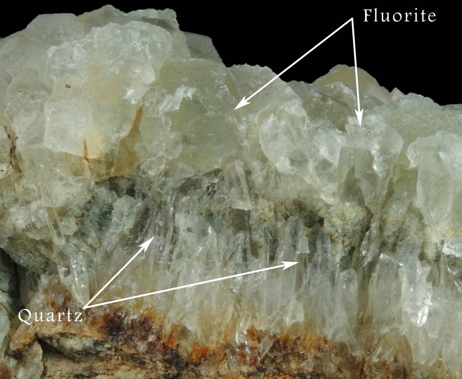 Fluorite over Quartz from William Wise Mine, Westmoreland, Cheshire County, New Hampshire