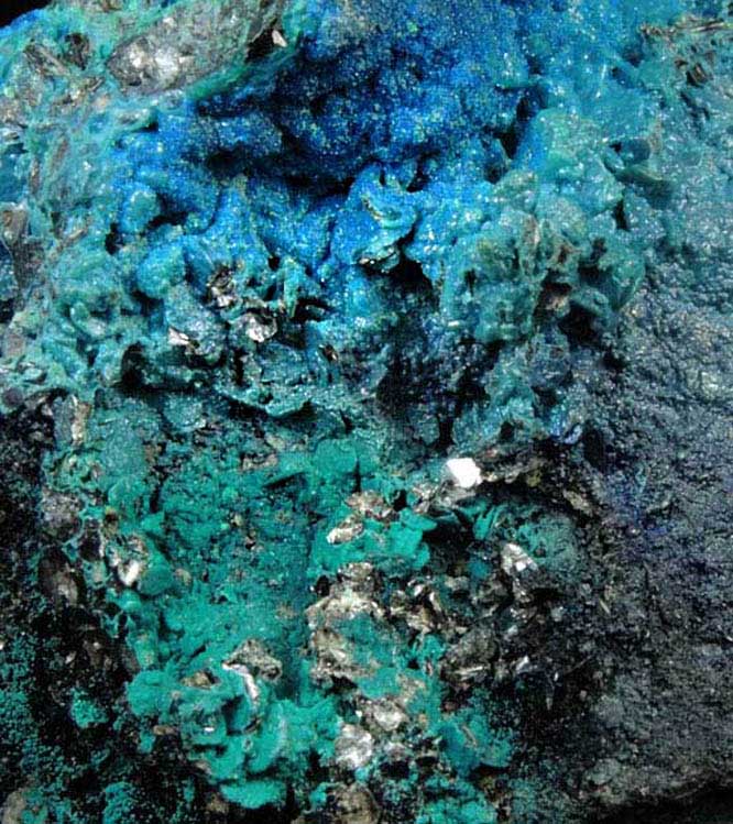 Cornetite, Malachite, Chrysocolla over Hematite from L'Etoile du Congo Mine, Lubumbashi, Katanga Copperbelt, Haut-Katanga Province, Democratic Republic of the Congo (Type Locality for Cornetite)