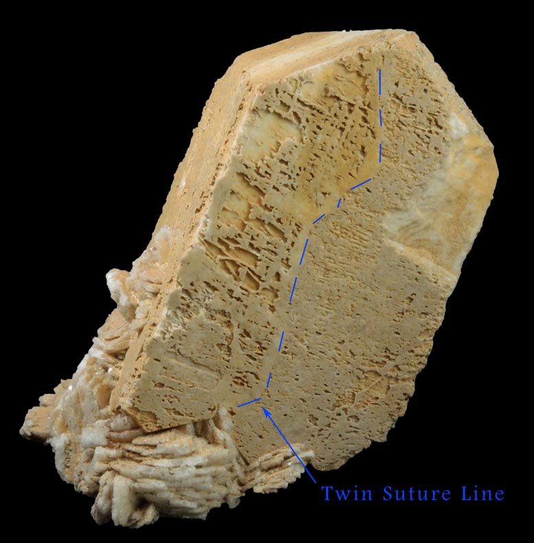 Microcline (twinned following the Baveno Law) from Moat Mountain, west of North Conway, Carroll County, New Hampshire