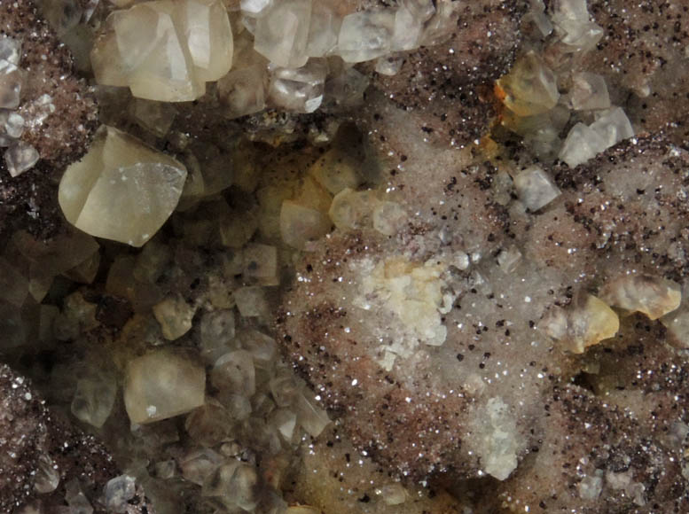 Calcite on Quartz with Goethite-Hematite from Prospect Park Quarry, Prospect Park, Passaic County, New Jersey