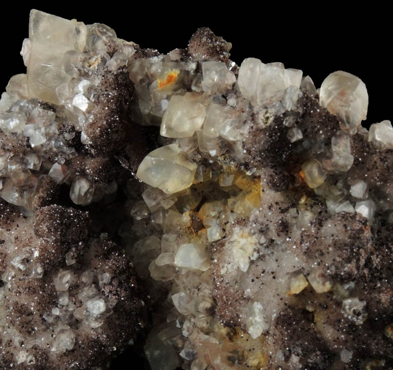 Calcite on Quartz with Goethite-Hematite from Prospect Park Quarry, Prospect Park, Passaic County, New Jersey