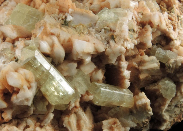 Fluorapatite in Microcline from Imilchil, High Atlas Mountains, Errachidia Province, Morocco