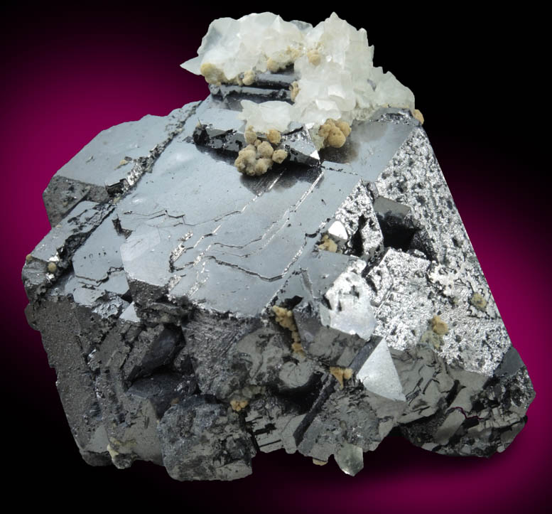 Galena with Calcite from Nikolaevskiy Mine, Dalnegorsk, Primorskiy Kray, Russia