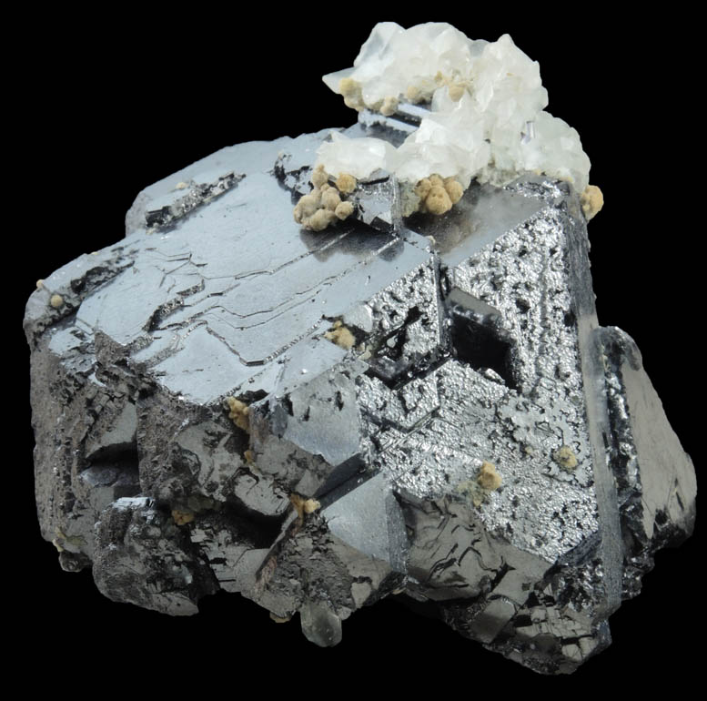 Galena with Calcite from Nikolaevskiy Mine, Dalnegorsk, Primorskiy Kray, Russia