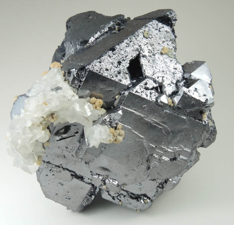 Galena with Calcite from Nikolaevskiy Mine, Dalnegorsk, Primorskiy Kray, Russia