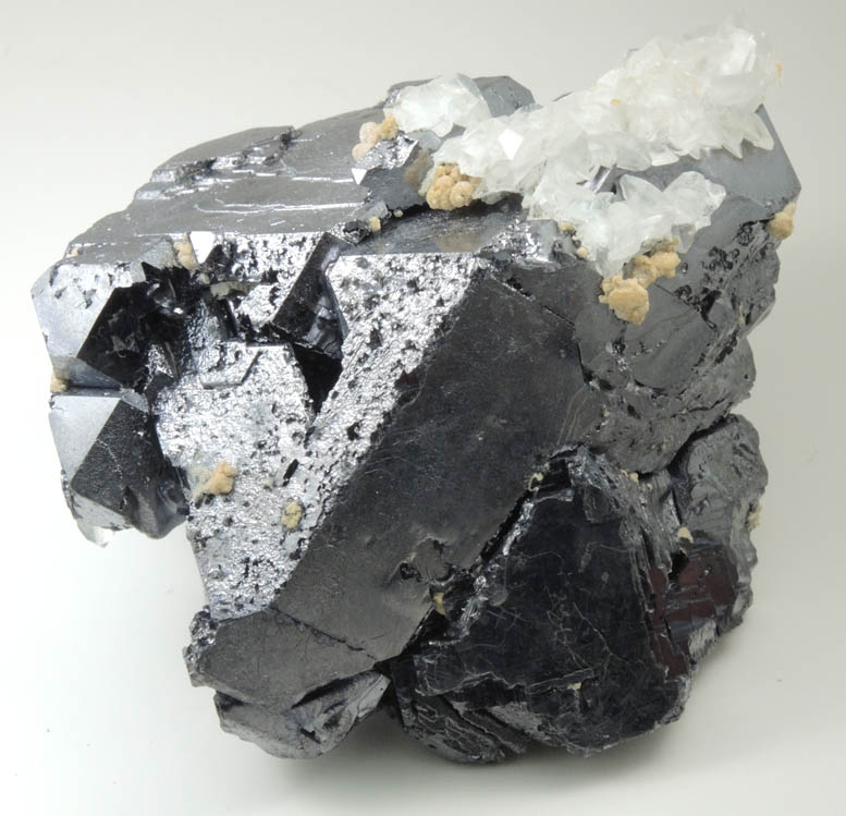 Galena with Calcite from Nikolaevskiy Mine, Dalnegorsk, Primorskiy Kray, Russia