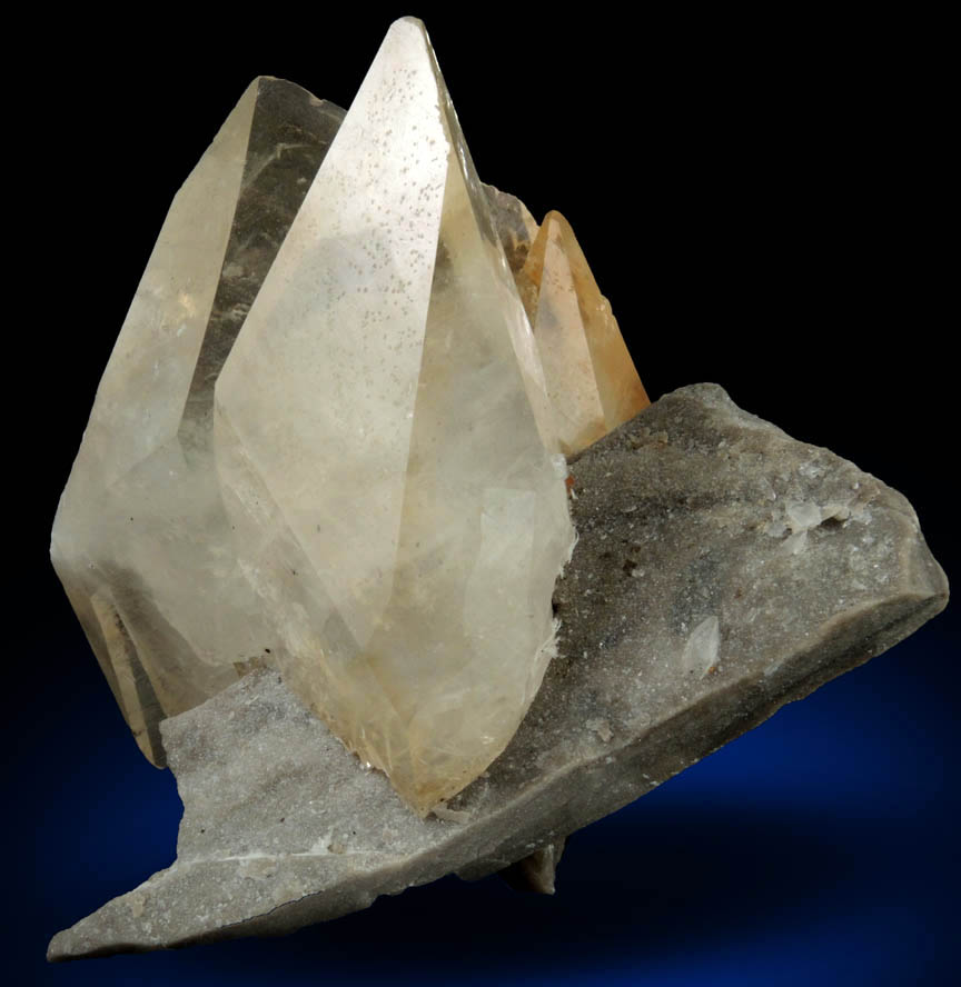 Calcite (including two twinned crystals) from Elmwood Mine, Carthage, Smith County, Tennessee