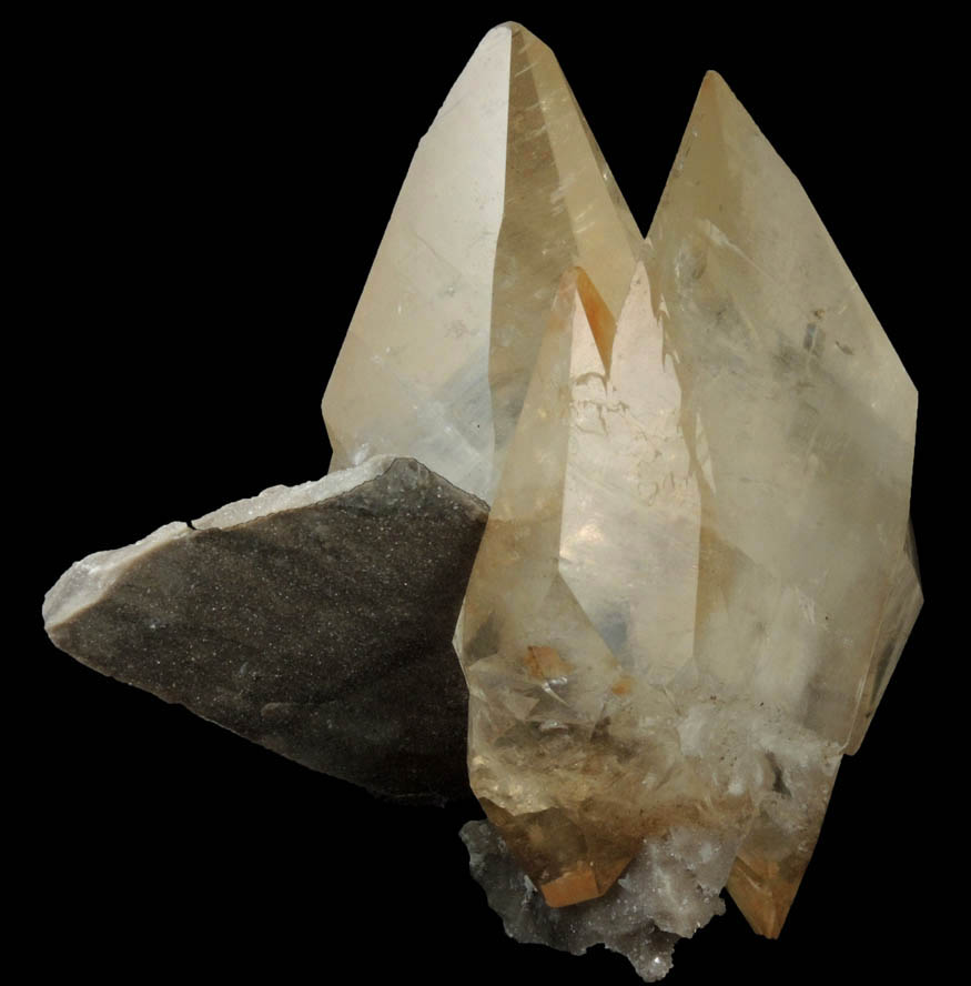 Calcite (including two twinned crystals) from Elmwood Mine, Carthage, Smith County, Tennessee