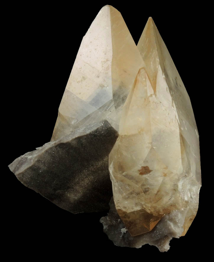 Calcite (including two twinned crystals) from Elmwood Mine, Carthage, Smith County, Tennessee