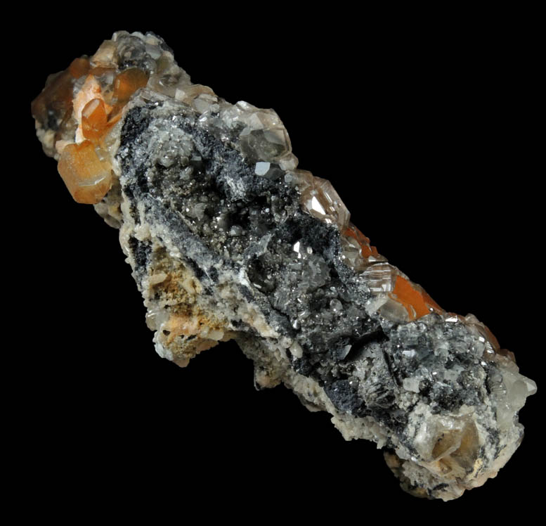 Cerussite on Galena with minor Barite from Mibladen, Haute Moulouya Basin, Zeida-Aouli-Mibladen belt, Midelt Province, Morocco