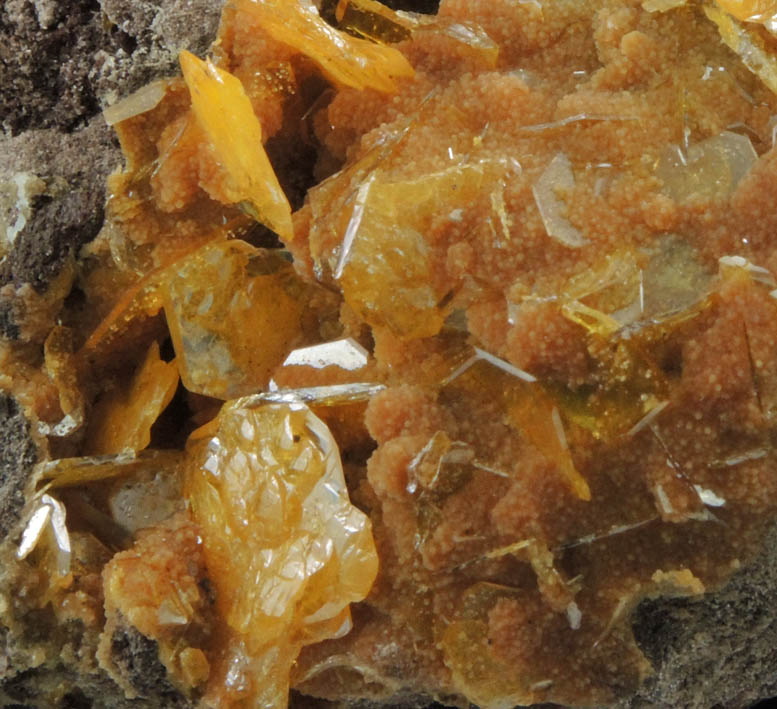 Mimetite with Wulfenite from San Francisco Mine, Cerro Prieto, north of Cucurpe, Sonora, Mexico