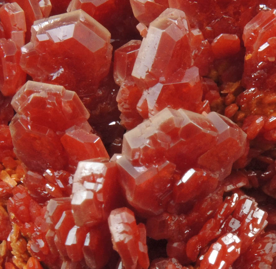 Vanadinite over Barite from Mibladen, Haute Moulouya Basin, Zeida-Aouli-Mibladen belt, Midelt Province, Morocco