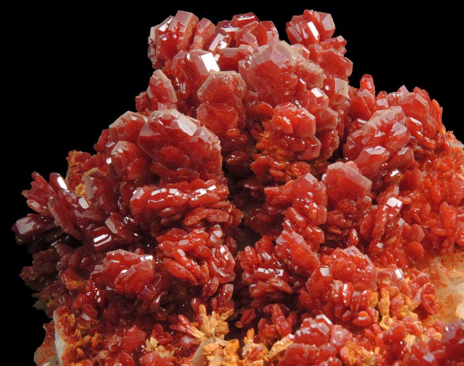 Vanadinite over Barite from Mibladen, Haute Moulouya Basin, Zeida-Aouli-Mibladen belt, Midelt Province, Morocco