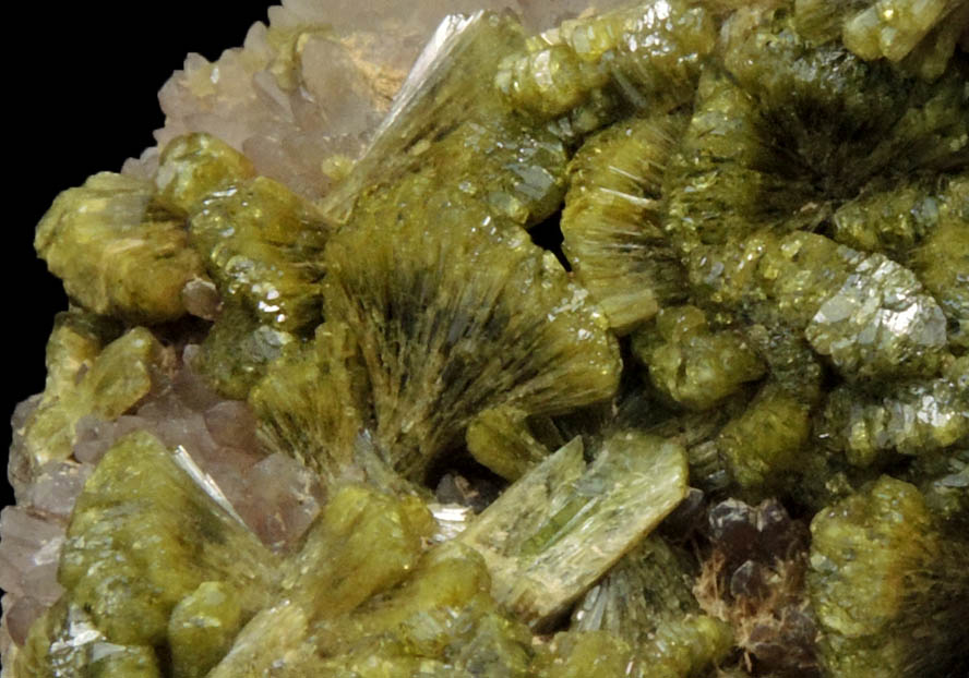 Epidote over Quartz from Imilchil, High Atlas Mountains, Errachidia Province, Morocco