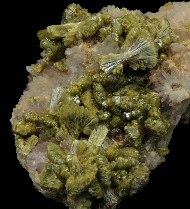 Epidote over Quartz from Imilchil, High Atlas Mountains, Errachidia Province, Morocco