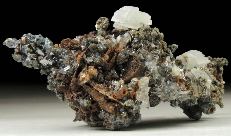 Chalcopyrite, Acanthite, Quartz, Calcite from Guanajuato Silver Mining District, Guanajuato, Mexico