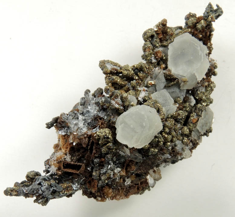 Chalcopyrite, Acanthite, Quartz, Calcite from Guanajuato Silver Mining District, Guanajuato, Mexico