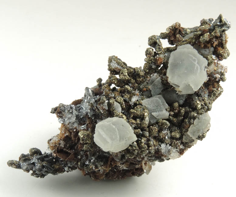 Chalcopyrite, Acanthite, Quartz, Calcite from Guanajuato Silver Mining District, Guanajuato, Mexico