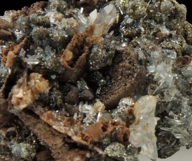 Chalcopyrite, Acanthite, Quartz, Calcite from Guanajuato Silver Mining District, Guanajuato, Mexico
