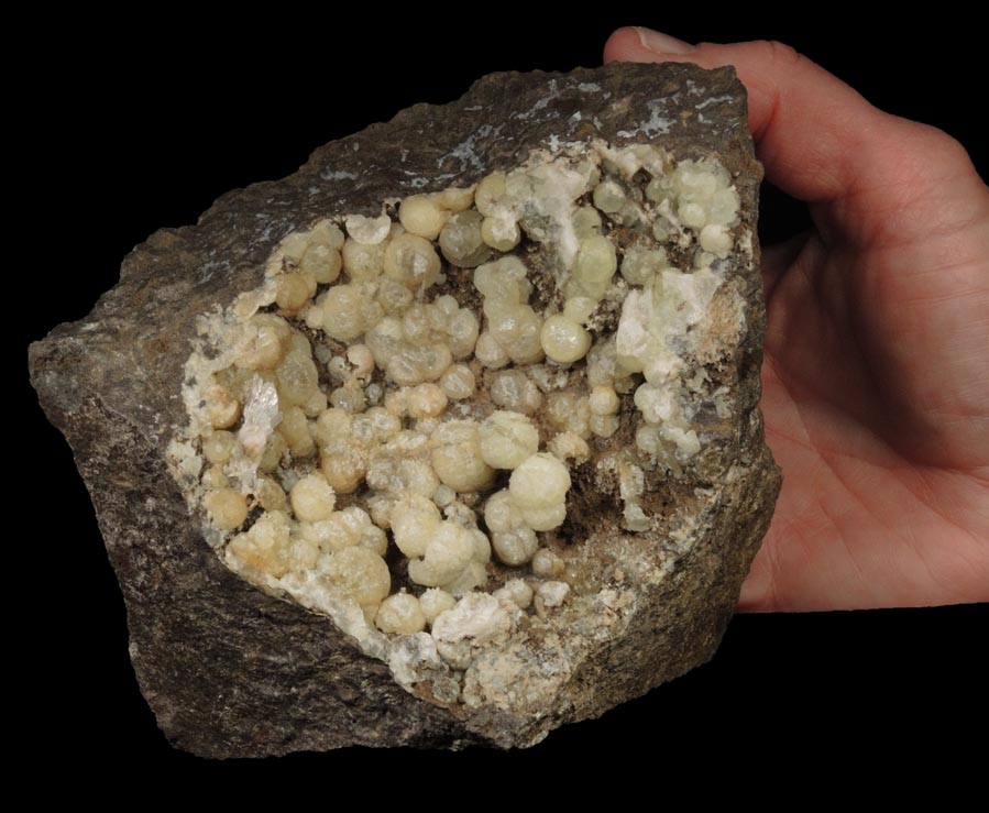 Prehnite with Calcite from Interstate I-84 construction site, north of North Mountain Road, New Britain, Hartford County, Connecticut