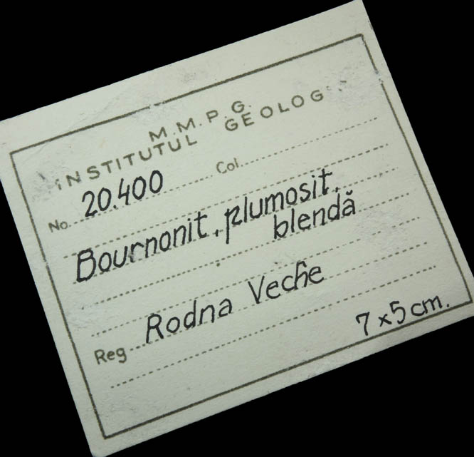 Bournonite with Boulangerite over Pyrite and Sphalerite from Rodna Veche, Bistri?a-Nasaud, Romania