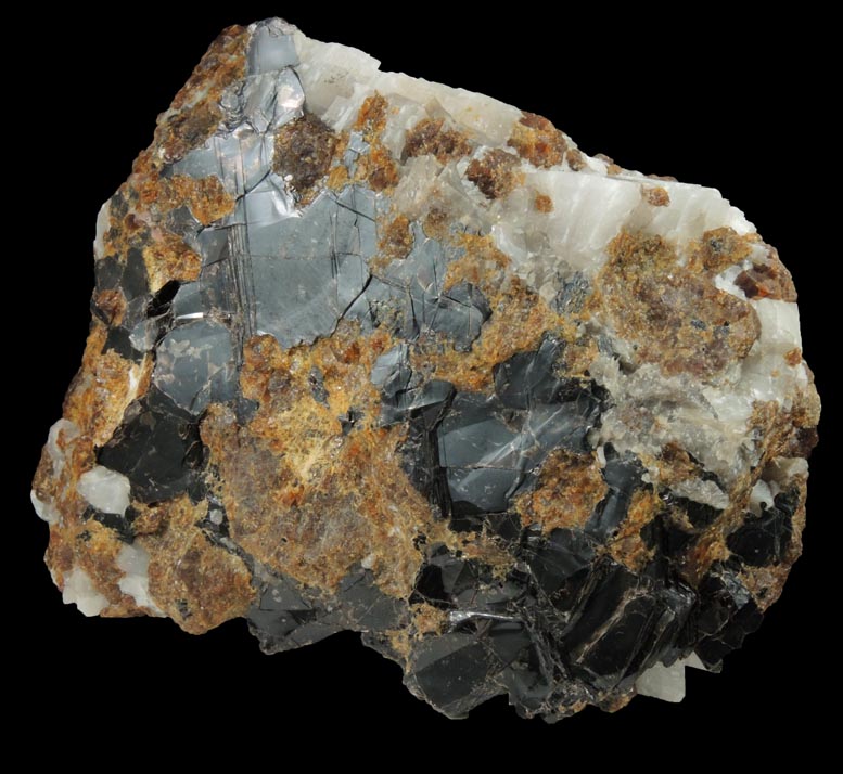 Andradite Garnet and Willemite in Calcite with Phlogopite from Franklin District, Sussex County, New Jersey