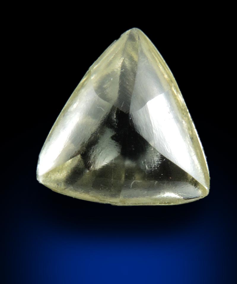 Diamond (1.58 carat gem-grade fancy-yellow macle, twinned uncut diamond) from Orapa Mine, south of the Makgadikgadi Pans, Botswana