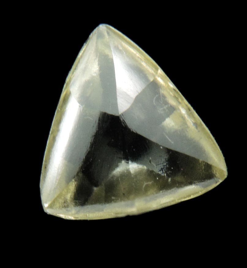 Diamond (1.58 carat gem-grade fancy-yellow macle, twinned uncut diamond) from Orapa Mine, south of the Makgadikgadi Pans, Botswana