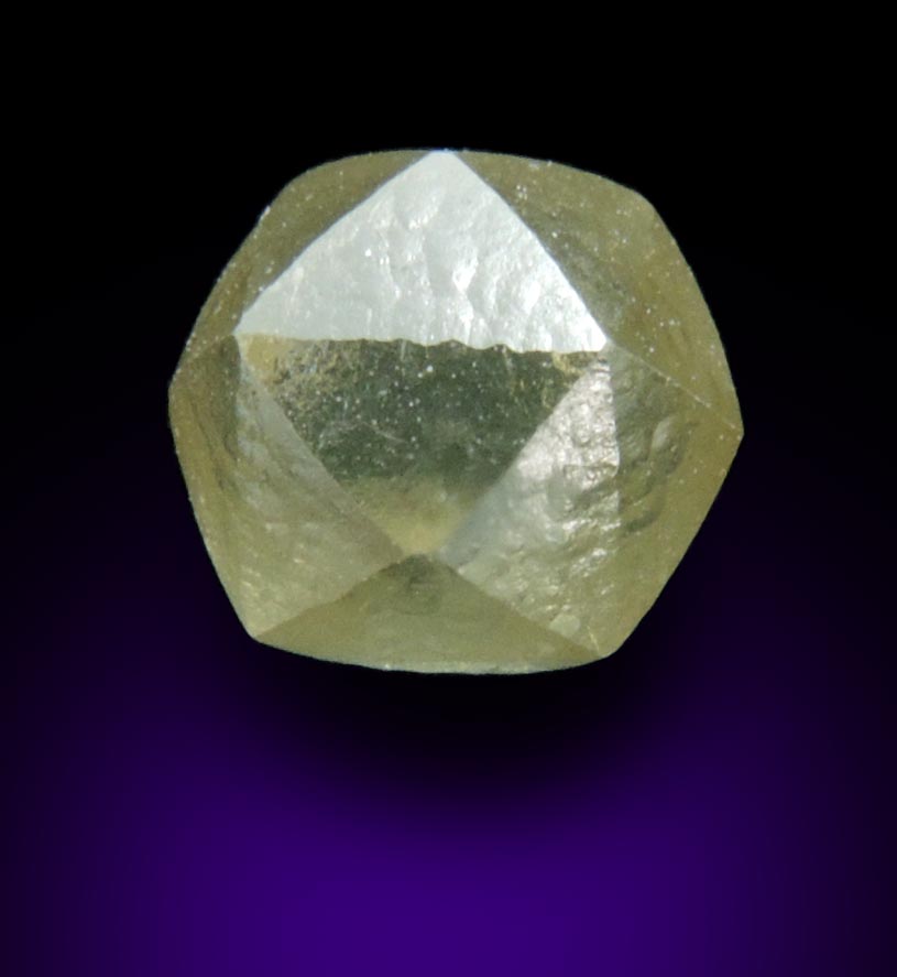 Diamond (1.40 carat yellow-gray tetrahexahedral crystal) from Almazy Anabara Mine, Sakha (Yakutia) Republic, Siberia, Russia