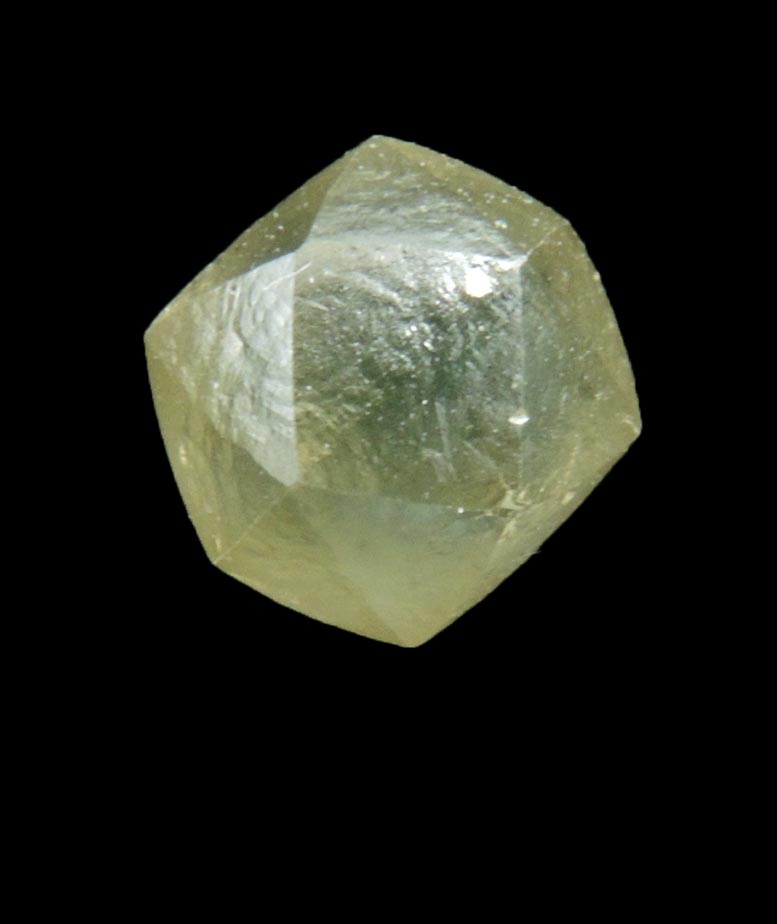 Diamond (1.40 carat yellow-gray tetrahexahedral crystal) from Almazy Anabara Mine, Sakha (Yakutia) Republic, Siberia, Russia