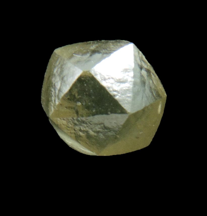 Diamond (1.40 carat yellow-gray tetrahexahedral crystal) from Almazy Anabara Mine, Sakha (Yakutia) Republic, Siberia, Russia