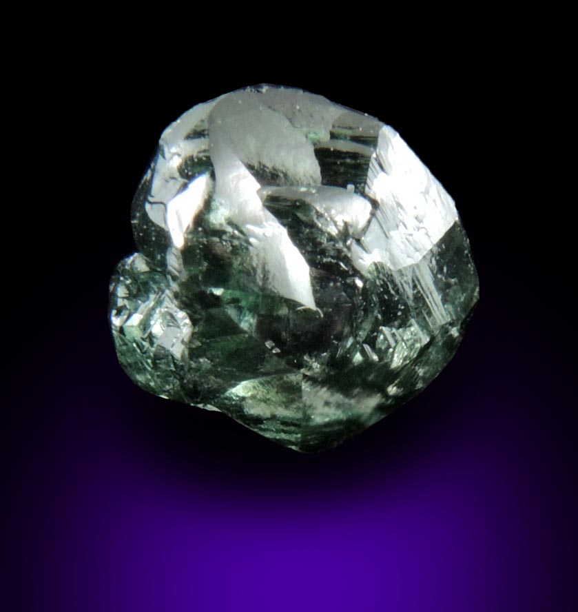 Diamond (0.93 carat fancy-intense green complex uncut diamond) from Almazy Anabara Mine, Sakha (Yakutia) Republic, Siberia, Russia