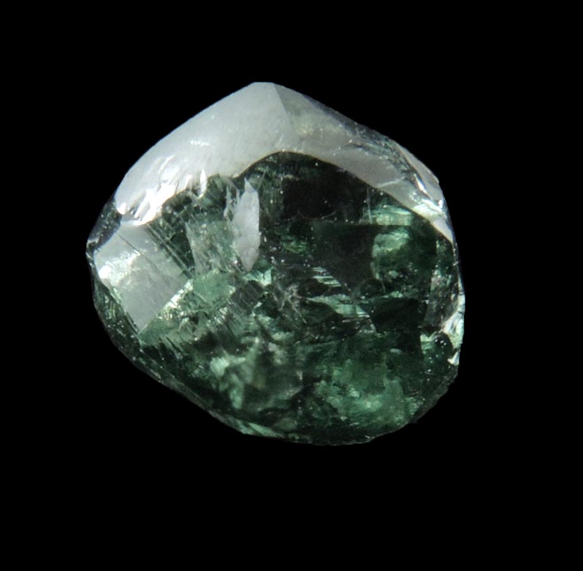 Diamond (0.93 carat fancy-intense green complex uncut diamond) from Almazy Anabara Mine, Sakha (Yakutia) Republic, Siberia, Russia