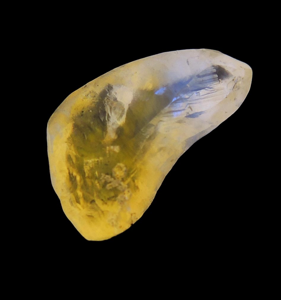 Diamond (1.72 carat yellow-orange curved crystal) from Northern Cape Province, South Africa