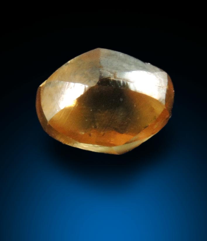 Diamond (0.97 carat fancy orange-brown elongated dodecahedral uncut diamond) from Northern Cape Province, South Africa