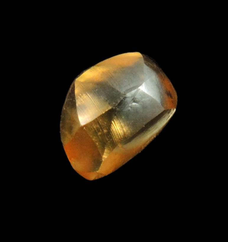 Diamond (0.97 carat fancy orange-brown elongated dodecahedral uncut diamond) from Northern Cape Province, South Africa